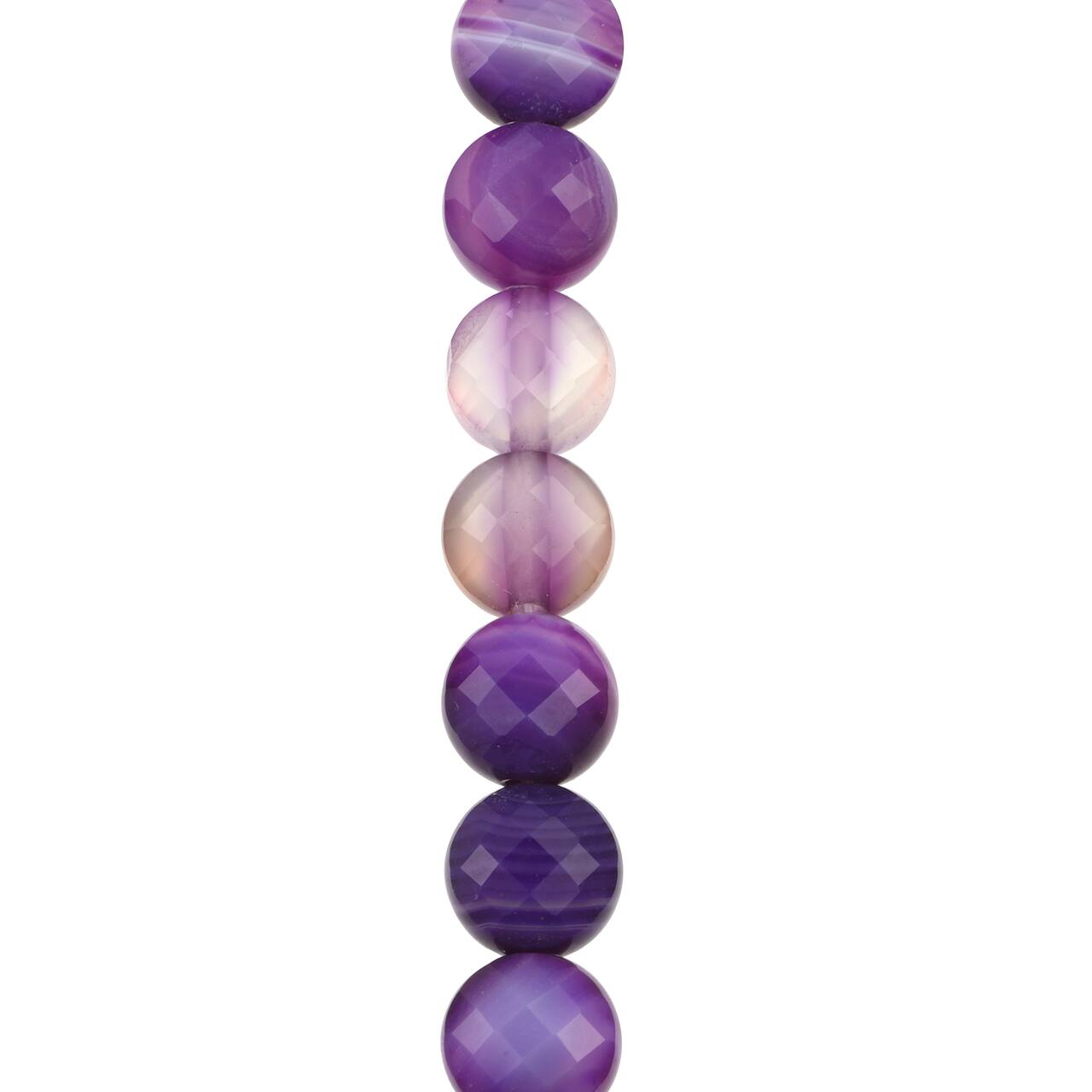 12 Pack: Purple Faceted Agate Coin Beads by Bead Landing™